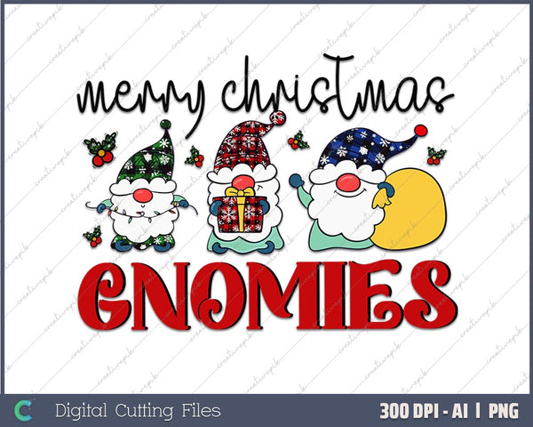 Hanging With Gnomies Gnome Merry Christmas AI PNG Sublimation File