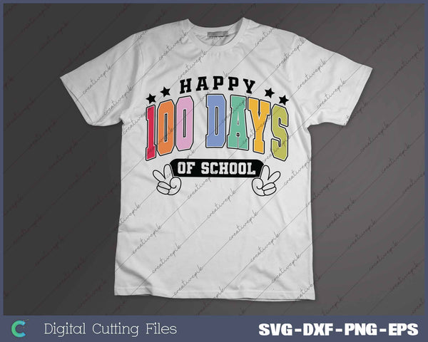 Happy 100 Days Of School Back to School Retro SVG PNG Cutting Printable Files