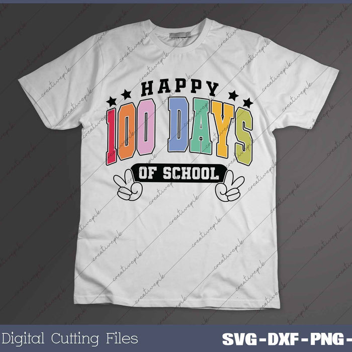 Happy 100 Days Of School Back to School Retro SVG PNG Cutting Printable Files