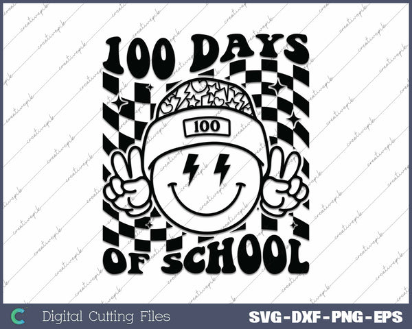 Happy 100 Days Of School Teacher Retro SVG PNG Cutting Printable Files