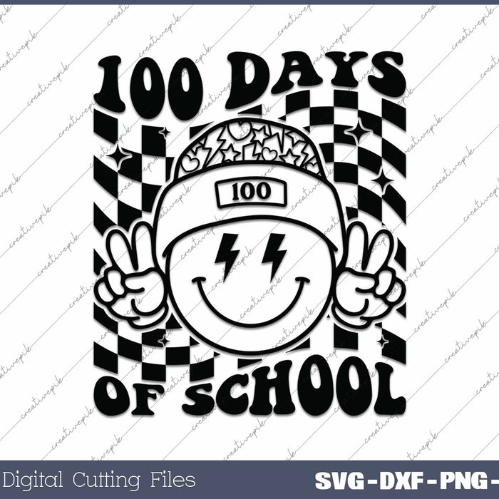 Happy 100 Days Of School Teacher Retro SVG PNG Cutting Printable Files