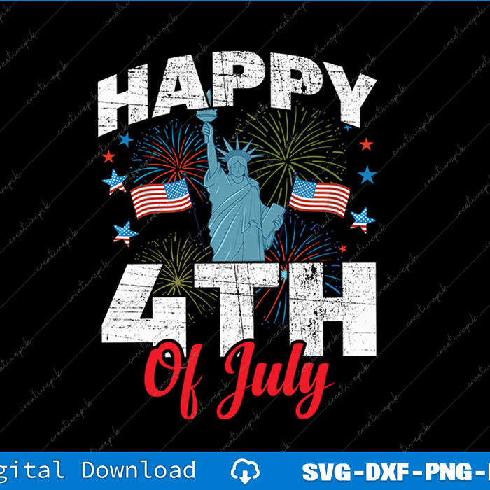 Happy 4th Of July Patriotic American US Flag 4th Of July SVG PNG Printable File