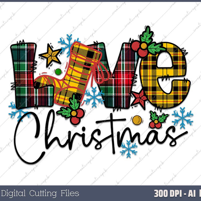 Happy Christmas Love Christmas AI PNG Sublimation File