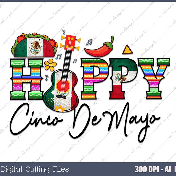 Happy Cinco de Mayo AI PNG Sublimation Files