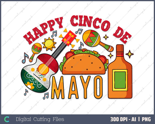 Happy Cinco de Mayo AI PNG Sublimation Files