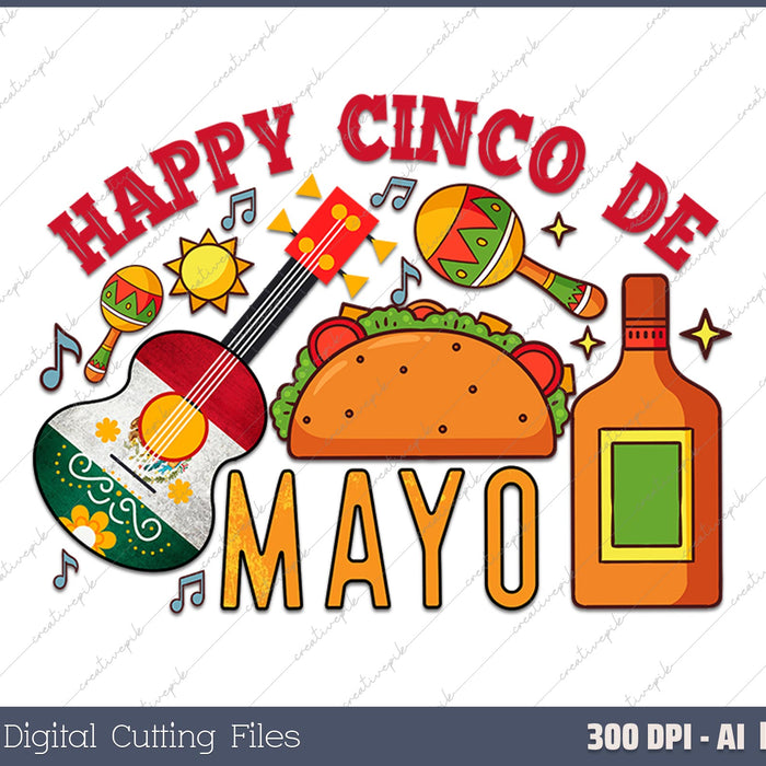 Happy Cinco de Mayo AI PNG Sublimation Files