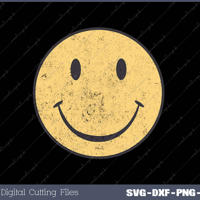 Happy Face Retro 70's 80's SVG PNG Cutting Printable Files