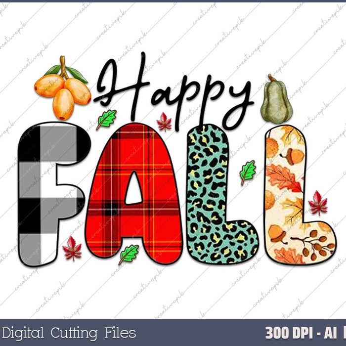 Happy Fall AI PNG Sublimation Files