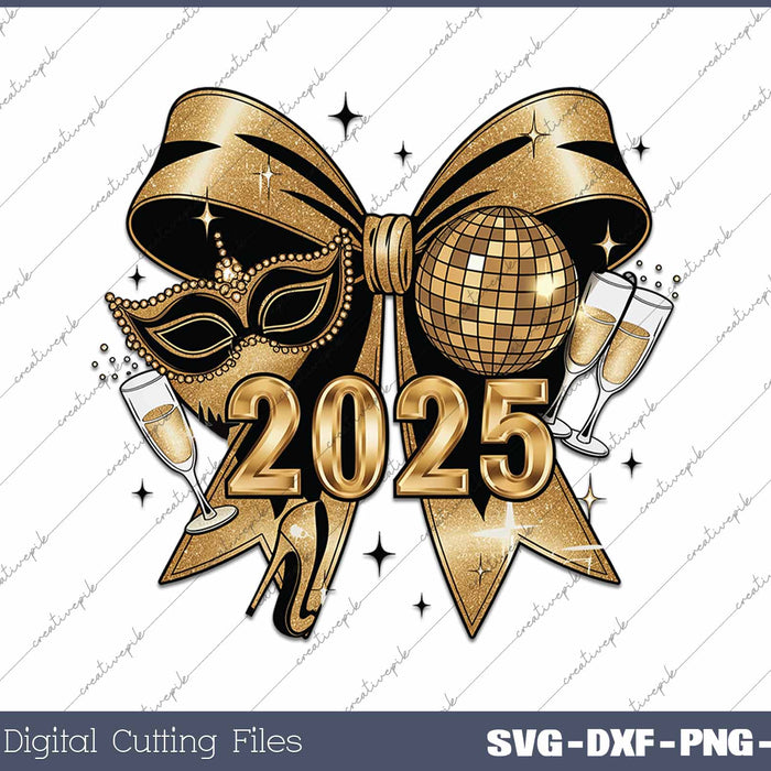 Happy New Year 2025 Social Club New Year Vibes SVG PNG Cutting Printable Files