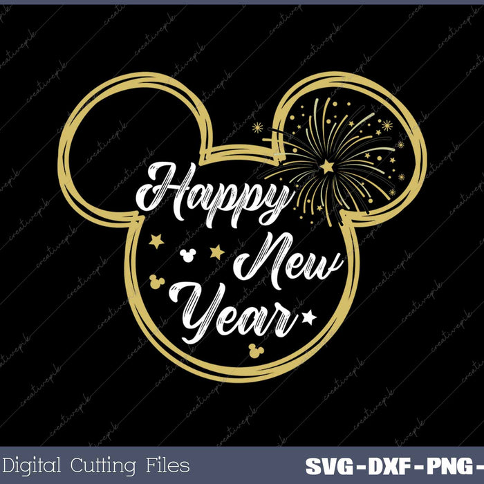 Happy New Year 2025 Vintage Holiday SVG PNG Cutting Printable Files