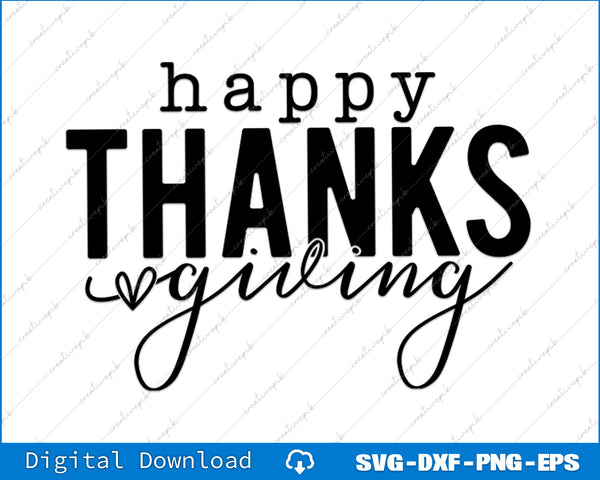 Text 'happy THANKS giving' on a white background with a blue banner at the bottom.