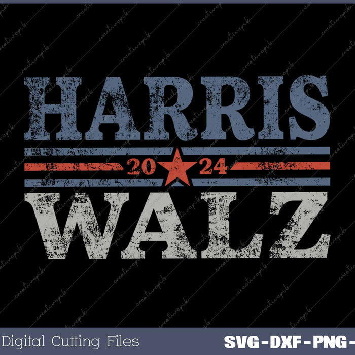 Harris Waltz-2024 Retro Stripe Kamala Harris Tim Waltz 24 SVG PNG Printable Files