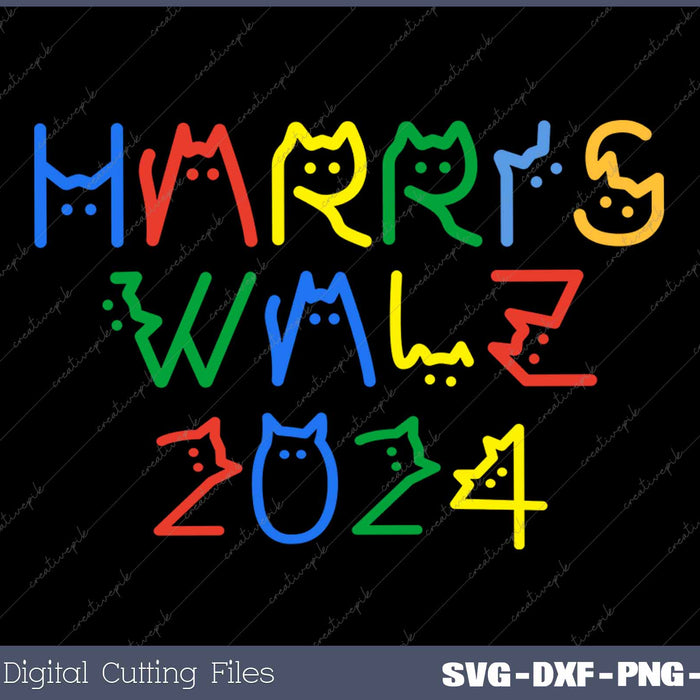 Harris Waltz 2024 Election 2024 Cat Lettering Funny Election 