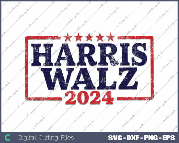 Harris Waltz 2024 USA Election Kamala-Harris Tim-Waltz SVG PNG Printable Files