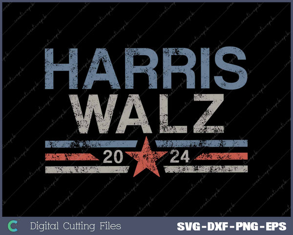 Harris Waltz 2024 Walz Retro Stripe Vintage President Kamala SVG PNG Printable Files