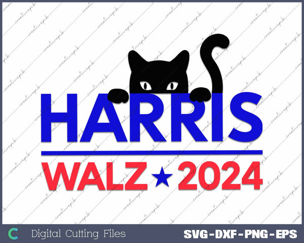 Harris Walz 2024 Funny Cat Election Kamala Harris Tim Waltz