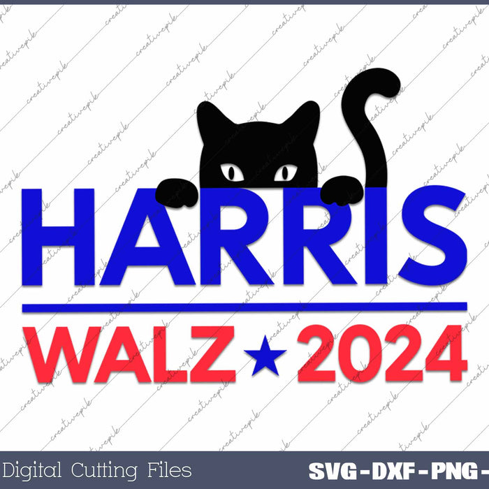 Harris Walz 2024 Funny Cat Election Kamala Harris Tim Waltz