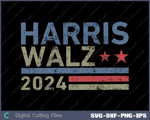 Harris Walz Waltz 2024 Retro Vintage Distressed SVG PNG Printable Files