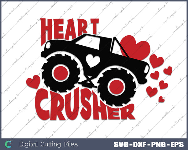 Heart Crusher Boy Valentine Valentines Day SVG PNG Cutting Printable Files
