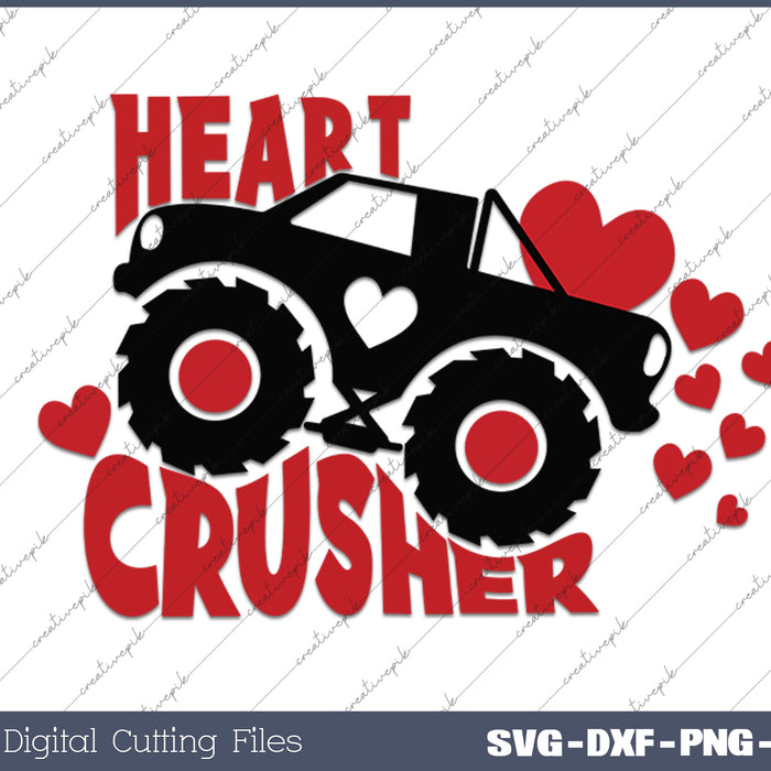 Heart Crusher Boy Valentine Valentines Day SVG PNG Cutting Printable Files