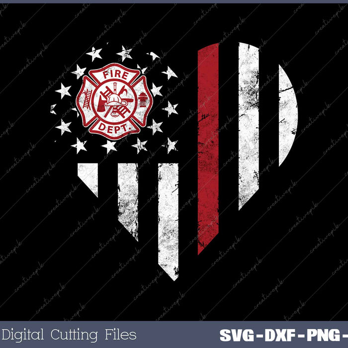 Heart Firefighter EMT Department Vintage Fireman 