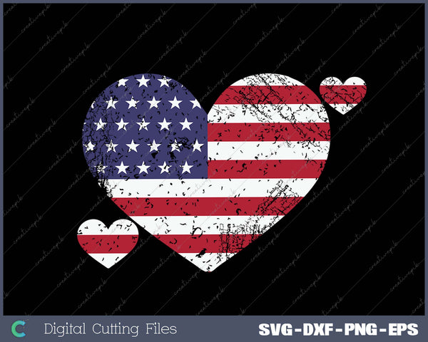 Heart US Flag Patriotic SVG PNG Cutting Printable Files