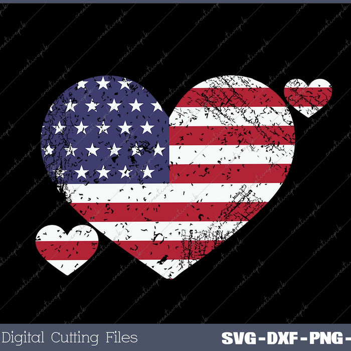 Heart US Flag Patriotic SVG PNG Cutting Printable Files