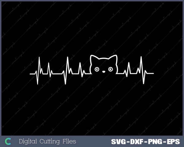 Heartbeat Cat Lover Animal Silhouette Cute Cat SVG Cut files