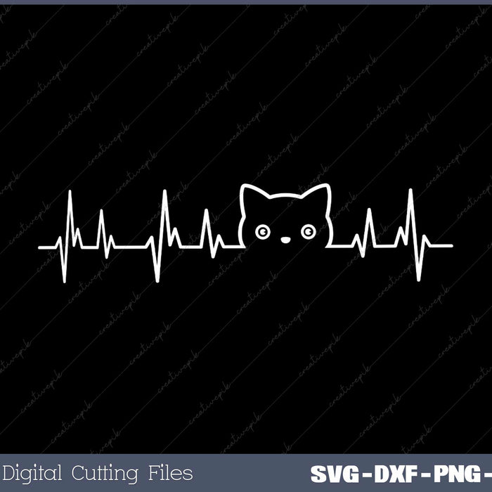 Heartbeat Cat Lover Animal Silhouette Cute Cat SVG Cut files