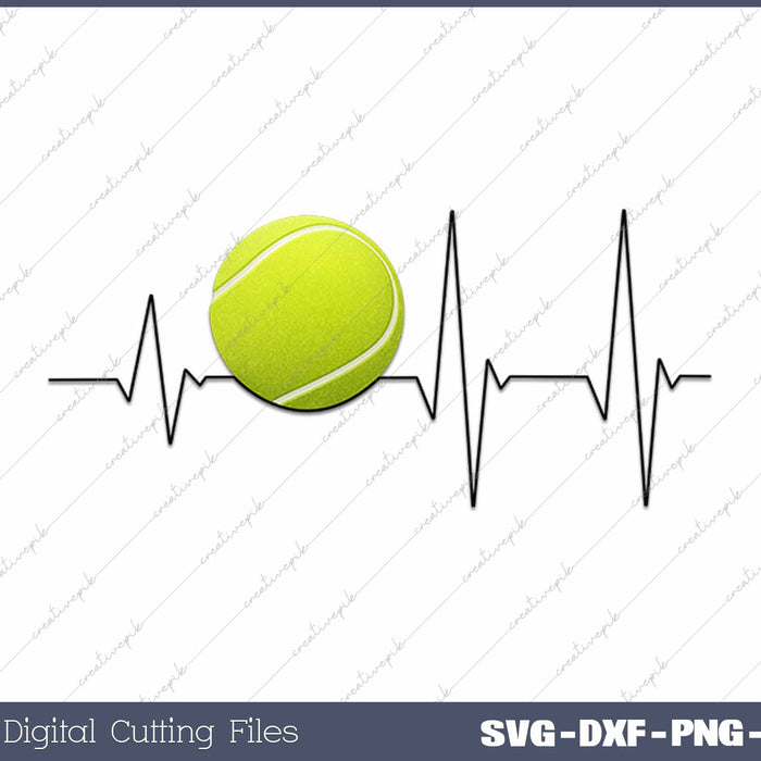 Heartbeat Tennis Ball SVG PNG Cutting Printable Files