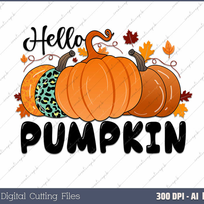 Hello pumpkin AI PNG Sublimation File