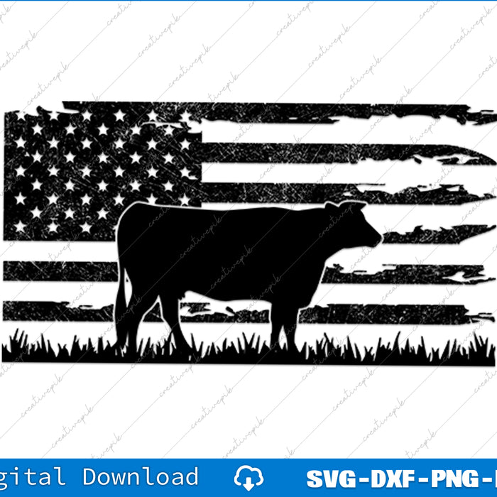 Hereford Rancher American Flag for Hereford Cow Farmer SVG PNG Files