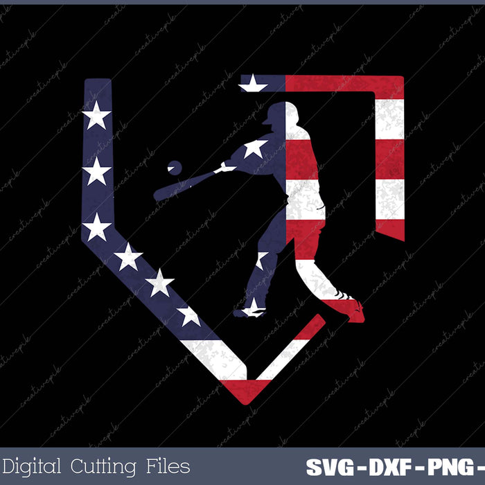 High School Baseball Season College Ball Player USA Flag 