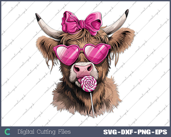 Highland Cow Valentine Coquette Valentine's Day SVG PNG Cutting Printable Files