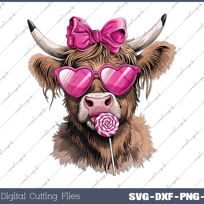 Highland Cow Valentine Coquette Valentine's Day SVG PNG Cutting Printable Files