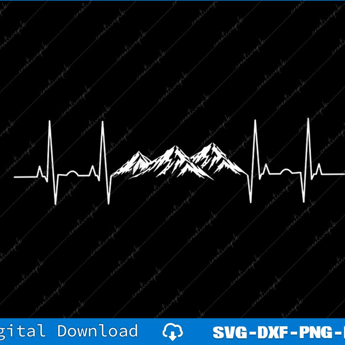 Hiking Mountains Heartbeat Hiker Adventures SVG PNG Cutting Files