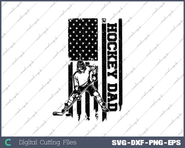 Amirican Flag Hockey Dad Vintage SVG PNG Cutting Printable Files