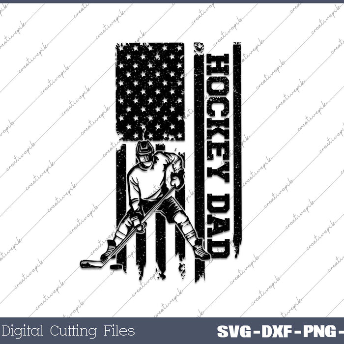 Amirican Flag Hockey Dad Vintage SVG PNG Cutting Printable Files