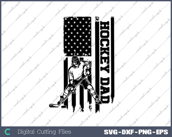 Amirican Flag Hockey Dad SVG PNG Cutting Printable Files