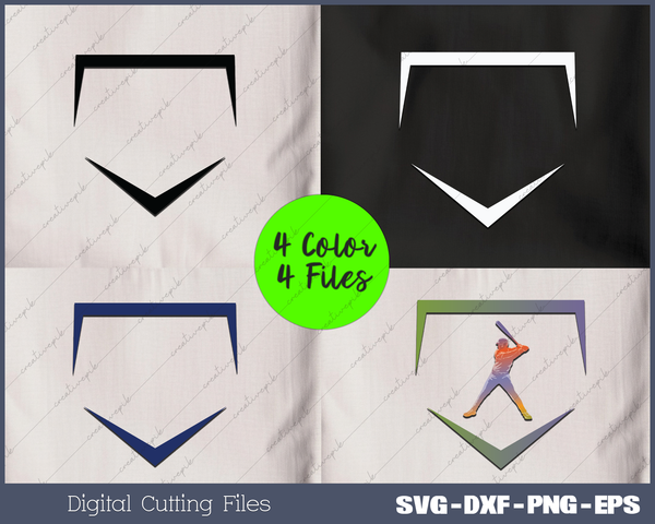 Black Home Plate Cool Shape Baseball SVG PNG Cutting Printable Files