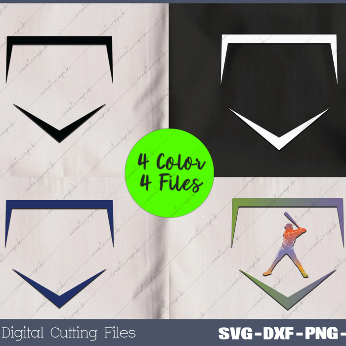 Black Home Plate Cool Shape Baseball SVG PNG Cutting Printable Files