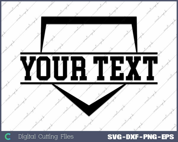 Home Plate Silhouette Baseball Custom Text SVG PNG Cutting Printable Files