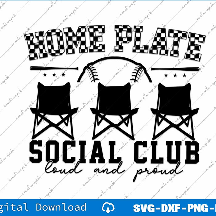 Home Plate Social Club SVG PNG Cutting Printable Files