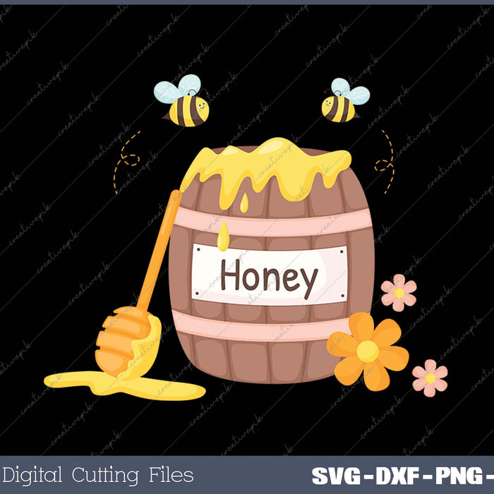 Honey Pot With Honey Bees SVG PNG Cutting Printable Files