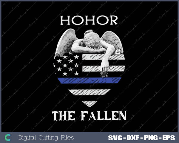 Honor the Fallen Police Thin Blue Line Heart Flag