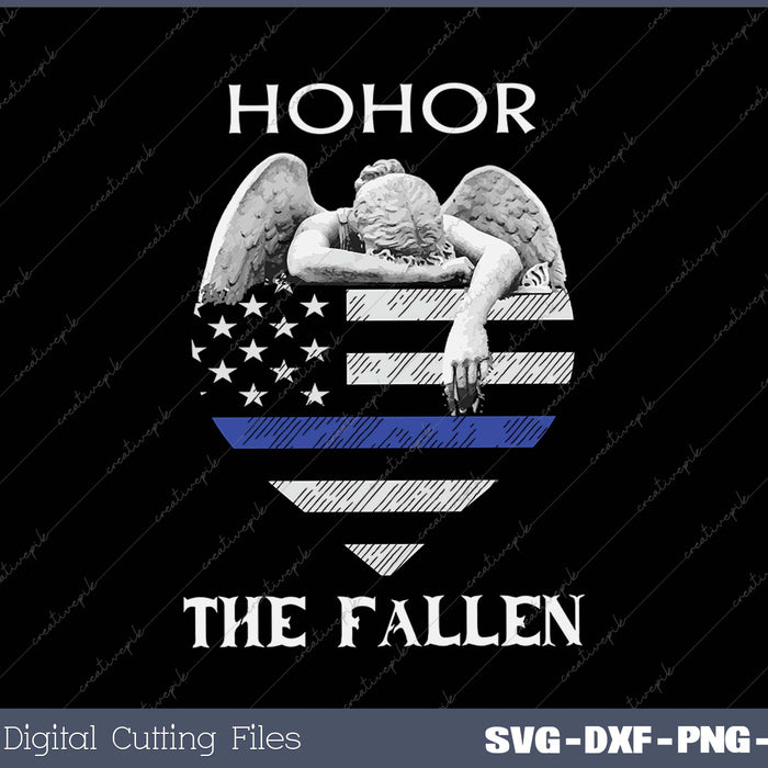 Honor the Fallen Police Thin Blue Line Heart Flag