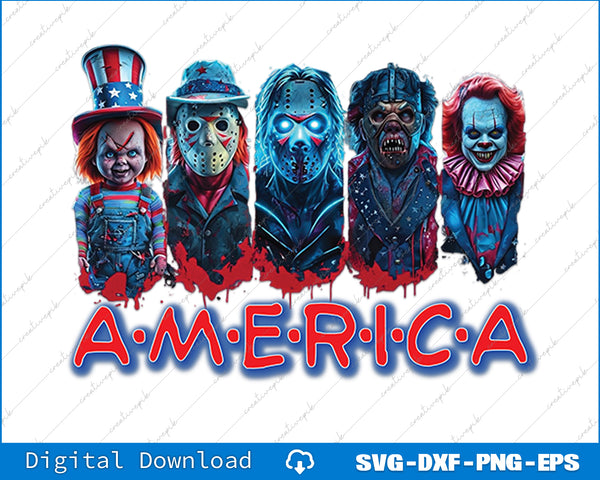 Horror 4th Of July Friends Horror Characters SVG PNG Cutting Printable File
