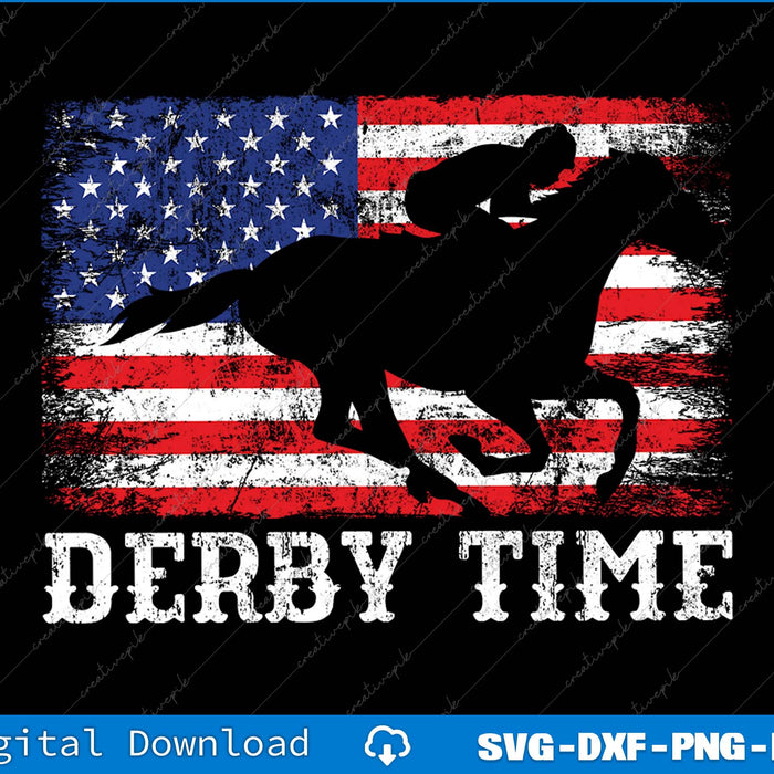 Horse Racing Derby Time USA Flag SVG PNG Cutting Printable File