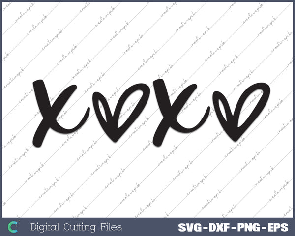 Hugs and Kisses Xoxo Valentine's Day SVG PNG Cutting Printable Files