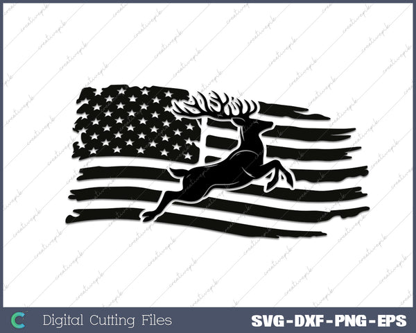 Hunting Deer Flag SVG DXF PNG Cutting File